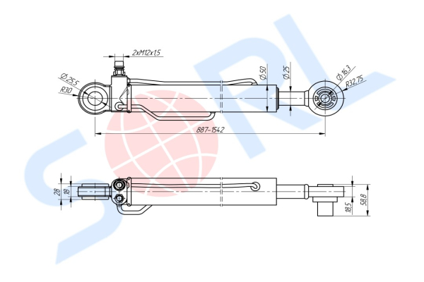 Гидроцилиндр подъема кабины MAN TGA/TGS/ECT (81417236123) SORL