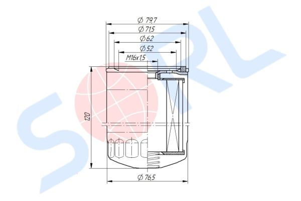 Фильтр топливный M16x1.5 CASE IH, BOMAG, CATERPILLAR, CLAAS, IVECO, RENAULT, VOLVO (H60WK01) SORL