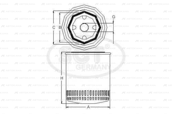 Фильтр масляный для а/м ГАЗ 33106, 3308 дв.Cummins ISF 3,8L SCT (SM5090)